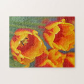 Elegante Gele en Rode Tulp Bloem Portret Legpuzzel (Horizontaal)