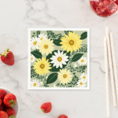 Elegante gele en witte madeliefjes bloemen servet (Insitu)