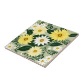 Elegante gele en witte madeliefjes bloemen tegeltje (Zijkant)