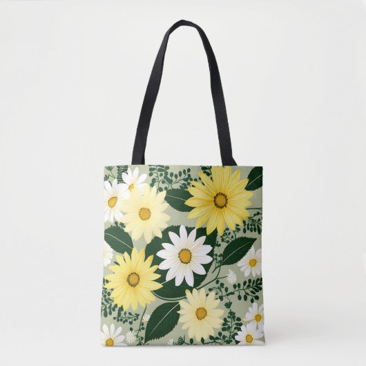 Elegante gele en witte madeliefjes bloemen tote bag (Voorkant)