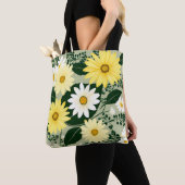 Elegante gele en witte madeliefjes bloemen tote bag (Dichtbij)