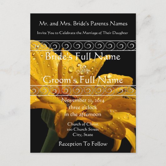 Elegante gele Gerber Daisy bruiloft uitnodiging (Voorkant)