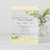 Elegante Gele Gingham Bloemige Baby Shower Kaart (Staand voorkant)