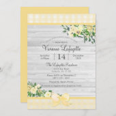 Elegante Gele Gingham Bloemige Baby Shower Kaart (Voorkant / Achterkant)