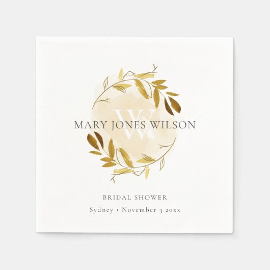 ELEGANTE GELE GOUDEN LOOFKRANS BRUIDSSHOWER SERVET (Voorkant)