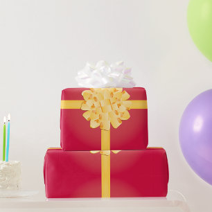 Elegante gele gouden pompom geschenk lintboog cadeaupapier