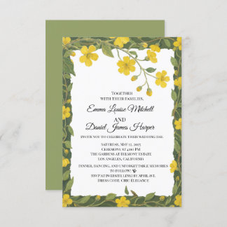 Elegante gele groene wilde bloemen Bloemen Kaart