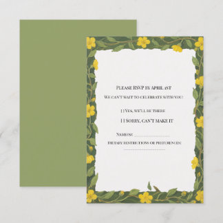 Elegante Gele Groene Wilde Bloemen Bloemig RSVP Kaartje