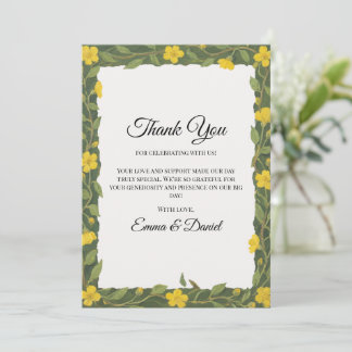Elegante Gele Groene Wilde Bloemen Bloemstuk Bedankkaart