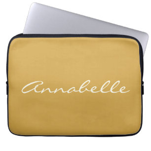 Elegante Gele Handgeschreven Script Naam Custom  Laptop Sleeve