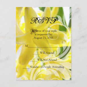 Elegante Gele Hyacint met Witte Swirl RSVP Uitnodiging Briefkaart