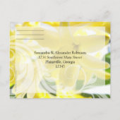 Elegante Gele Hyacint met Witte Swirl RSVP Uitnodiging Briefkaart (Achterkant)