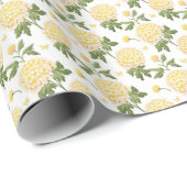 Elegante Gele Hydragea Bloemen Patroon Cadeaupapier (Rol Hoek)