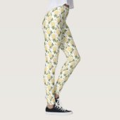 Elegante Gele Hydrangea Bloem Vlinders Patroon Leggings (Rechts)