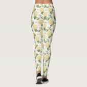 Elegante Gele Hydrangea Bloem Vlinders Patroon Leggings (Achterkant)