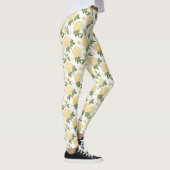 Elegante Gele Hydrangea Bloem Vlinders Patroon Leggings (Rechts)