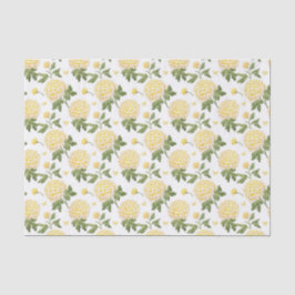 Elegante Gele Hydrangea Bloem Vlinders Patroon Tissuepapier