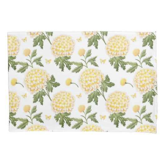 Elegante Gele Hydrangea Bloemvlinder Patroon Kussensloop (Voorkant)
