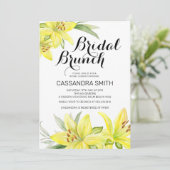 Elegante Gele Lelie Bloemen Bruids Brunch Douche Kaart (Staand voorkant)