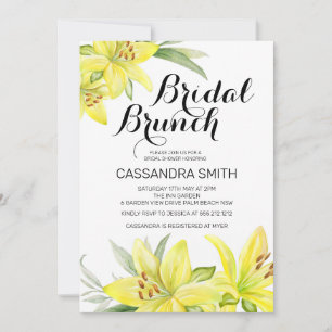 Elegante Gele Lelie Bloemen Bruids Brunch Douche Kaart