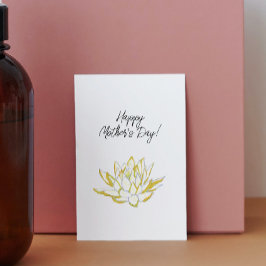Elegante Gele Lotus Waterverf Moederdag Feestdagenkaart