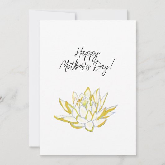 Elegante Gele Lotus Waterverf Moederdag Feestdagenkaart (Voorkant)