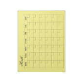 Elegante gele maandelijkse kalender planner notitieblok (Linkerzijde)