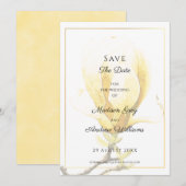 Elegante Gele Magnolia Save the Date Uitnodiging (Voorkant / Achterkant)