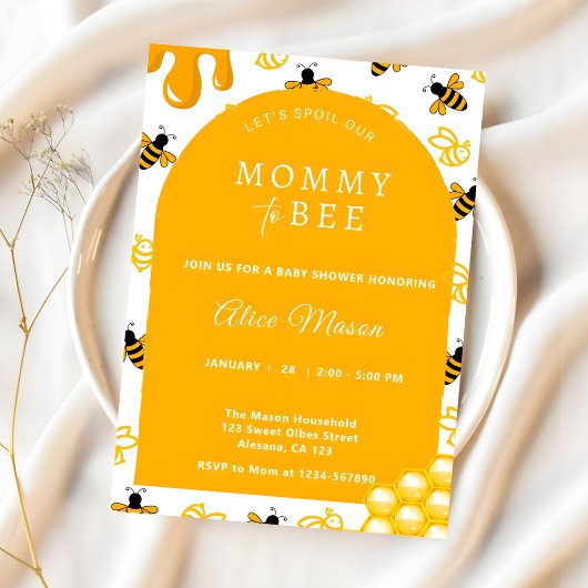 Elegante Gele Mama naar Bee Baby shower Kaart