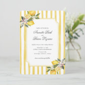 Elegante gele mediterrane citroen bruiloft feestdagenkaart (Staand voorkant)