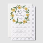 Elegante gele narcissen bloem 90e verjaardag vellum uitnodigingen (Offset (Uitnodiging))