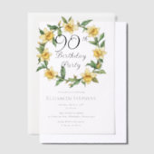 Elegante gele narcissen bloem 90e verjaardag vellum uitnodigingen (Offset)