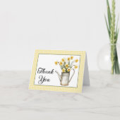 Elegante gele narcissen bloem waterkan verjaardag bedankkaart (Voorkant)