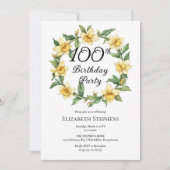 Elegante gele narcissen Bloemen 100e verjaardag Kaart (Voorkant)