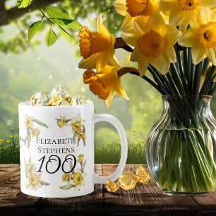 Elegante gele narcissen Bloemen 100e verjaardag Koffiemok