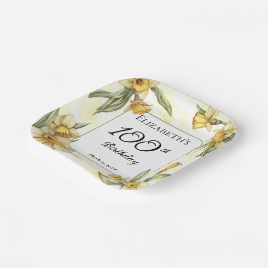 Elegante gele narcissen Bloemen 100e verjaardag Papieren Bordje (Gebogen)