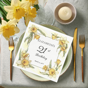 Elegante gele narcissen Bloemen 21e verjaardag Servet