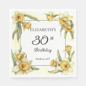 Elegante gele narcissen Bloemen 30e verjaardag Servet (Voorkant)