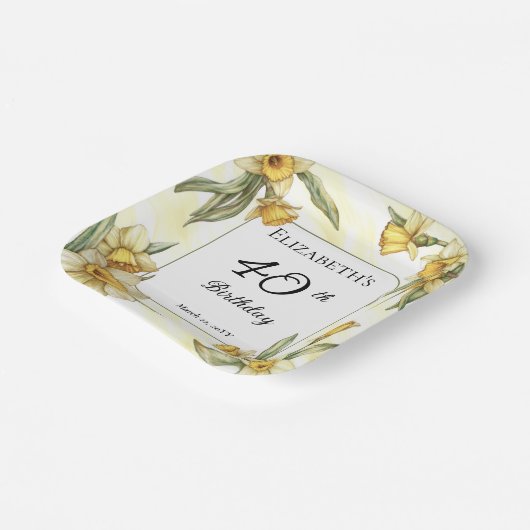 Elegante gele narcissen Bloemen 40e verjaardag Papieren Bordje (Gebogen)