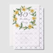 Elegante gele narcissen Bloemen 40e verjaardag Vellum Uitnodigingen (Offset (Uitnodiging))