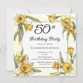 Elegante gele narcissen Bloemen 50ste verjaardag Kaart (Voorkant)