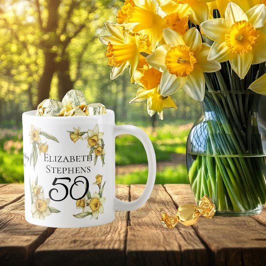 Elegante gele narcissen Bloemen 50ste verjaardag Koffiemok