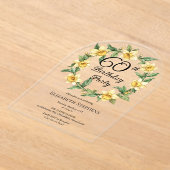 Elegante gele narcissen Bloemen 60e verjaardag Acryl Uitnodigingen (Laagn)