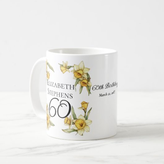 Elegante gele narcissen Bloemen 60e verjaardag Koffiemok (Voorkant links)
