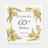 Elegante gele narcissen Bloemen 60e verjaardag Servet (Voorkant)