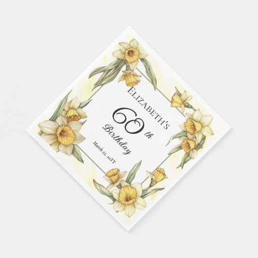 Elegante gele narcissen Bloemen 60e verjaardag Servet (Hoek)