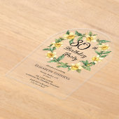 Elegante gele narcissen Bloemen 80ste verjaardag Acryl Uitnodigingen (Laagn)