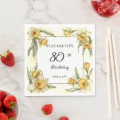 Elegante gele narcissen Bloemen 80ste verjaardag Servet (Insitu)