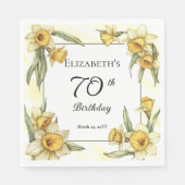 Elegante gele narcissen Floral 70e verjaardag Servet (Voorkant)