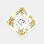 Elegante gele narcissen Floral 70e verjaardag Servet (Hoek)